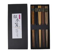 lachineuse - Coffret Baguettes Chinoises en Bois - 5 Couleurs de Bois - Chopsticks - Pour Sushi, Ramen, Nouilles & Riz - Vaisselle Traditionnelle - Cadeau Cuisine Asiatique Japonaise
