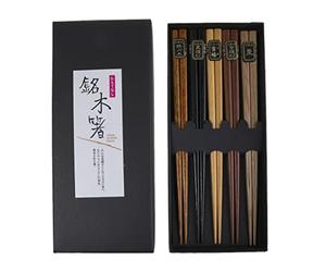 lachineuse - Coffret Baguettes Chinoises en Bois - 5 Couleurs de Bois - Chopsticks - Pour Sushi, Ramen, Nouilles & Riz - Vaisselle Traditionnelle - Cadeau Cuisine Asiatique Japonaise