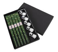 lachineuse COFFRET BAGUETTES ET SUPPORTS - PANDA - Ambiance Asiatique | Ambiance Asiatique - Chopsticks 22,5 cm de longueur - Sushi, Ramen, Nouilles & Riz - Cadeau Cuisine Asiatique Chinoise