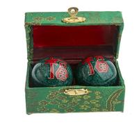 lachineuse - Coffret Boules Qi Gong Bonheur - Boules Chinoises Anti Stress en Émail ⌀ 45 mm - Boules de Santé - Coffret Cadeau Relaxation Zen - Objet Asiatique Japon Chine Feng Shui - Coloris Vert