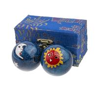 lachineuse -Coffret Boules Qi Gong Lune Soleil-Anti Stress Émail ⌀ 45 mm | Boules de Santé - Coffret Cadeau Relaxation Zen - Objet d'Asie Japon Chine Feng Shui - Colori Bleu