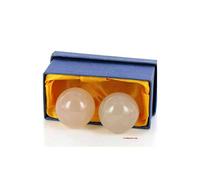 lachineuse - Coffret Boules Qi Gong Translucides - Boules Chinoises Anti Stress en Agate Naturelle ⌀ 35 mm - Boules de Santé - Coffret Cadeau Relaxation Zen - Objet Asiatique Chine - Coloris Blanc