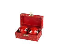 lachineuse - Coffret Boules Qi Gong Yin Yang - Boules Chinoises Anti Stress en Émail ⌀ 40 mm - Boules de Santé - Coffret Cadeau Relaxation Zen - Objet Asiatique Japon Chine Feng Shui - Coloris Rouge
