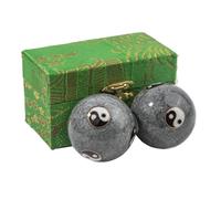 lachineuse - Coffret Boules Qi Gong Yin Yang - Boules Chinoises Anti Stress en Émail ⌀ 45 mm - Boules de Santé - Coffret Cadeau Relaxation Zen - Objet Asiatique Japon Chine Feng Shui - Coloris Gris