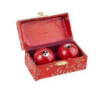 lachineuse - Coffret Boules Qi Gong Yin Yang - Boules Chinoises Anti Stress en Émail ⌀ 45 mm - Boules de Santé - Coffret Cadeau Relaxation Zen - Objet Asiatique Japon Chine Feng Shui - Coloris Rouge