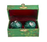 lachineuse - Coffret Boules Qi Gong Yin Yang Vert - Boules Chinoises Anti Stress en Émail ⌀ 40 mm - Boules de Santé - Coffret Cadeau Relaxation Zen - Objet d'Asie