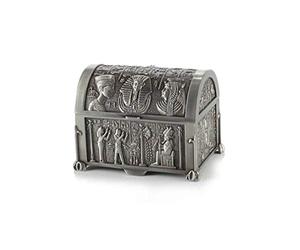 lachineuse-Coffret Pharaon en Acier-10x7,5x7,5cm-Décoration Égypte Antique | Boite à Bijoux, Clés, Montre - Idée Cadeau Déco Coffre Rangement Urne - Coloris Métal