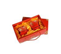 lachineuse - Coffret Tasses Gaiwan - 2 Tasses à Thé en Porcelaine - Coloris Rouge avec Motifs Dragon & Phénix - Tisanières avec Couvercle - Coffret Cadeau Chinois - Vaisselle Chine Traditionnelle