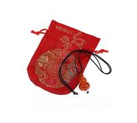 lachineuse - Collier Feng Shui Gourde WU Lou - Réalisé en Agate Orangé - Cordon en Coton - Ø 55 cm - Porte-Bonheur Asiatique - Livré avec sa pochette satinée - Idée Cadeau Asie - Noel, Anniversaire