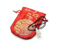 lachineuse - Collier Feng Shui Gourde WU Lou - Réalisé en Agate Translucide - Cordon en Coton - Ø 58 cm - Porte-Bonheur - Livré avec sa Pochette satinée - Idée Cadeau Asie - Noel, Anniversaire