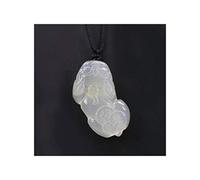 lachineuse - Collier PIXIU en Agate - Créature Mythique d'Asie - Fortune, Protection - Pendentif Gris Translucide - Cordon Réglable, Coton - Porte-Bonheur Feng Shui - Idée Cadeau Chine
