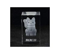 lachineuse - Cube Chat Japonais Maneki Neko - Décoration 3D - Cristal Synthétique - 8x5x5 cm - Transparent - Symbole Japonais - Déco du Japon - Idée Cadeau Asie