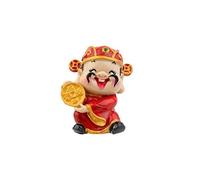 lachineuse - Figurine Caishen - Dieu Chinois de Fortune - Statuette Rouge en Résine - 6 x 5 x 4 cm - Traditions Feng Shui - Activateur de Richesse - Déco Maison Bureau - Idée Cadeau Chine, Asie