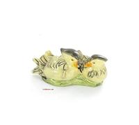 lachineuse - Figurine Canards Mandarins - Statuette Feng Shui - Symbole d'amour & Fidélité pour Couple, Romance - Idée Cadeau St Valentin - Décoration - 11,5 x 5 x 5 cm - Coloris Ivoire & Vert