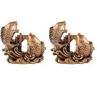 lachineuse - Figurine Carpes Feng Shui - Symbole de Réussite et de Contournement des Obstacles - pour Bureau, Maison - Statuette Carpes Koi - 7,5 x 8 x 3 cm - Déco Asiatique - Coloris Doré (Lot de 2)