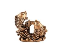 lachineuse - Figurine Carpes Feng Shui - Symbole de Réussite et de Contournement des Obstacles - pour Bureau, Maison - Statuette Carpes Koi - 7,5 x 8 x 3 cm - Déco Asiatique - Coloris Doré