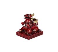 lachineuse - Figurine Pi Xiu - Statuette Lion Dragon Feng Shui - 6 x 6 x 7 cm - Symbole de Protection & Richesse - Décoration Traditionnelle Asiatique Chinoise - pour Bureau, Maison - Coloris Rouge