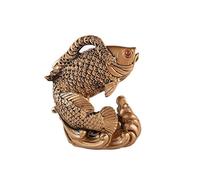 lachineuse - Figurine Poisson Arowana - Statuette Feng Shui - Symbole de Chance et de Richesse - pour Bureau, Maison - Décoration Asiatique Intérieur - 13 x 11 x 5 cm - Carpe Zen - Coloris Doré
