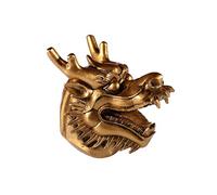 lachineuse - Figurine Tête de Dragon Chinois - Statuette Dragon - 13,5 x 15 x 11 cm - Symbole de Puissance, Force & Longévité - Décoration Asiatique Chinoise - pour Bureau, Maison - Coloris Doré