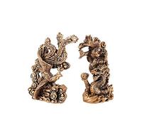 lachineuse - Figurines Couple Dragon & Phénix - Statuettes Feng Shui - Symbole de Bonheur Familial & Conjugal - pour Bureau, Maison - Décoration Chinoise Asiatique - 13 x 9 x 4,5 cm - Coloris Doré