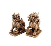 lachineuse - Figurines Couple QiLin - Statuettes Feng Shui Chi Lin - Symbole de Protection des Énergies Négatives - pour Bureau, Maison - Décoration Chinoise Asiatique Qi Lin - 12,5 x 11 x 6cm - Doré