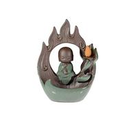 lachineuse - Fontaine à Encens Bonze Méditant - Brule Encens Cascade 20 cm - en Céramique - Porte Encens pour Décoration Intérieure - Déco Zen Asiatique - Support à Encens Moine Chinois