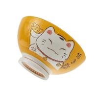 lachineuse - Grand Bol à Ramen Japonais - Teinte Jaune ⌀ 17,5 cm - Contenance 1000 Ml - Chat Maneki Neko - Bol à Riz, Petit Déjeuner & Soupe - Déco d'Asie et du Japon - Cadeau Vaisselle Japonaise