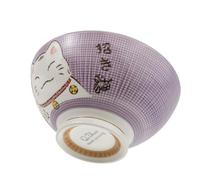 lachineuse - Grand Bol à Ramen Japonais - Teinte Mauve ⌀ 17,5 cm - Contenance 1000 Ml - Chat Maneki Neko - Bol à Riz, Petit Déjeuner & Soupe - Déco d'Asie et du Japon - Cadeau Vaisselle Japonaise