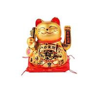 lachineuse - Grand Maneki Neko Doré avec Bras Mobile -Porte-Bonheur-20 cm | Objet Kawaii Déco Or Gold - Idée Cadeau Japon Asie - Chance, Fortune et richesse - Chat japonais Porte bonheur