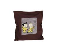 lachineuse - Housse de Coussin Asiatique - Modèle Rois du Kung Fu - 43x43 cm - Coton - Marron Chocolat - Motif Humoristique - Déco Japonaise - Salon, Chambre - Idée Cadeau Asie