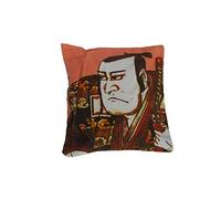 lachineuse - Housse de Coussin Asiatique - Modèle Samouraï Japonais - 42x42 cm - Coton, Lin - Rose, Blanc, Marron, Jaune - Déco du Japon - Salon, Chambre - Idée Cadeau Asie