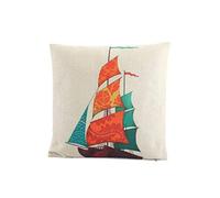 lachineuse - Housse de Coussin Navire de Fortune - Symbole Asiatique de Richesse - 44 x 44 cm - Coton & Lin - Multicolore - Déco d'Asie - Ambiance Zen - Maison, Bureau - Idée Cadeau Chine, Asie
