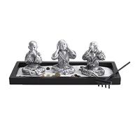 lachineuse - Jardin Japonais 3 Bonzes - Décoration Zen Intérieur Moines Bouddhistes - avec Sable, Pierres & Rateau - Déco Zen pour Bureau - Objet Décoration Asiatique - Idée Cadeau Japonais Asie