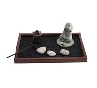 lachineuse - Jardin Japonais Moine Sagesse - Décoration Zen Intérieur Bonze Bouddhiste - Avec Sable Noir, Pierres & Rateau - Déco Zen pour Bureau - Objet Décoration Asiatique - Idée Cadeau Japonais