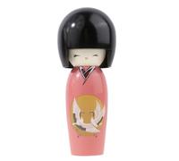 lachineuse - Kokeshi Japonaise Longévité Rose 14,5 cm - Poupée Japonaise en Bois, Kimono Oiseaux Grues - Figurine Décoration Japonaise - Kokeshi Traditionnelle Japon - Idée Cadeau Original Asie