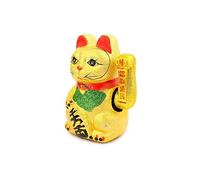 lachineuse - Maneki Neko Doré avec Bras Qui Bouge - Statue Chat Japonais Porte-Bonheur - Statuette 17 cm avec Bras Mobile - Objet Kawaii Déco Or - Idée Cadeau Japon Asie - Chance, Bonheur, Fortune