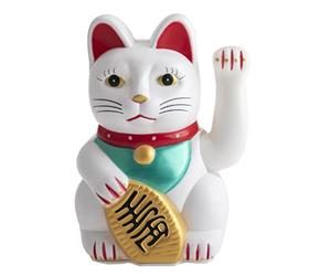 lachineuse - Maneki Neko Porte Bonheur - Bras Qui Bouge - Statuette 18 cm | Statue Chat Japonais Porte-Bonheur - Objet Kawaii Déco - Idée Cadeau Japon Asie - Chance, Bonheur, Fortune