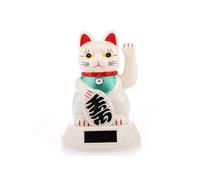 lachineuse - Maneki Neko Solaire avec Bras Qui Bouge - Statue Chat Japonais Porte-Bonheur - Statuette 12,5 cm avec Bras Mobile - Objet Kawaii Déco - Idée Cadeau Japon Asie - Chance, Bonheur, Fortune