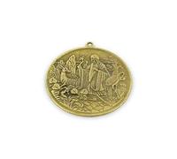 lachineuse - Medaille Santé Longévité - Dragon, Phénix et Dieu Sau - Métal - Coloris Cuivré - Ø 43 mm - Porte-Bonheur Feng Shui - Traditions de Chine - Idée Cadeau Asie