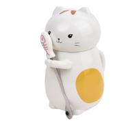 lachineuse - Mug Chat Kawaii - Chat Malicieux - Plaisir du quotidien - 400ml - Hauteur 16 cm - Avec Couvercle & Cuillère - Porcelaine - Multicolore - Idée Cadeau Déco Japon