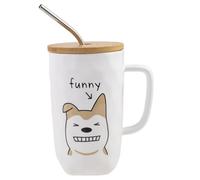 lachineuse - Mug Chien Collection DOG - Funny Dog - Tasse en Porcelaine - 600 ML - Avec Couvercle, Paille et Cuillère - Café, Thé, Chocolat Chaud - Idée Cadeau Originale