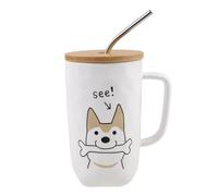 lachineuse MUG COLLECTION DOG - DOG AND BONE - Avec Couvercle, Paille et Cuillère - Contenance : 600 ml …