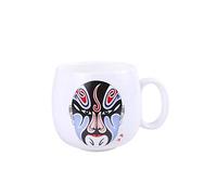 lachineuse - Mug Collection Opéra de Pékin - Masque Traditionnel Blanc & Bleu - En Céramique - Tasse Café, Thé, Infusion - Coloris Blanc - Cadeau Chine Asie - Symbole d'Intelligence & Ruse
