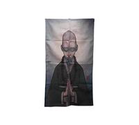 lachineuse - Noren Japonais Bonze Zen - Rideau Japonais Moine Bouddhiste - Décoration Porte & Murs - Tapisserie Murale - 85 x 150 cm - Tableau Traditionnel - Idée Cadeau Déco Asiatique - Coloris Gris