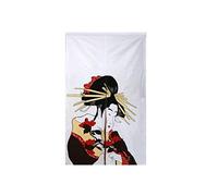 lachineuse - Noren Japonais Geisha - Rideau Japonais Femme Japonaise - Décoration Porte & Murs - Tapisserie Murale - 90 x 147 cm - Tableau Traditionnel - Idée Cadeau Déco Asiatique - Coloris Blanc
