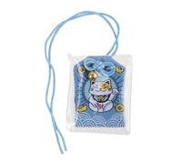lachineuse Omamori Japonais - Motif Chat Maneki Neko - Chance - Amulette Porte-Bonheur Traditionnelle - 6 x 4 cm - Bleu - Tissu, Plastique - Objet Déco - Idée Cadeau Asie