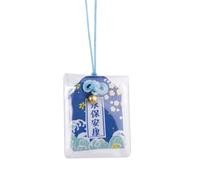 lachineuse Omamori Japonais - Motifs Vague Kanagawa - Estampe de Hokusai - Amulette Porte-Bonheur Traditionnelle - 6 x 4 cm - Bleu - Tissu, Plastique - Objet Déco - Idée Cadeau Asie