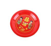 lachineuse - Plateau Chinois Rond - ⌀ 25 cm - Plateau de Service en Métal - Coloris Rouge - Pour Cuisine, Apéritif, Apéro - Motif Traditionnel Enfants du Bonheur - Idée Cadeau Asie Chine