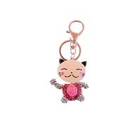lachineuse - Porte-Clés Chat Japonais avec Strass Brillants - Porte-Bonheur - Chat Japonais Mignon - Objet Kawaii - 5,5 x 4,5 x 2,5 cm - Idée Cadeau Bijou Asiatique Japon - Coloris Rose