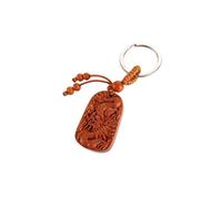 lachineuse - Porte-Clés Dragon Celeste Chinois - Porte-Bonheur Feng Shui - Créature Mythique Chinoise - Bois de Jujubier, Métal - 9 x 2,6 cm - Couleur Bois - Idée Cadeau Chine Asie